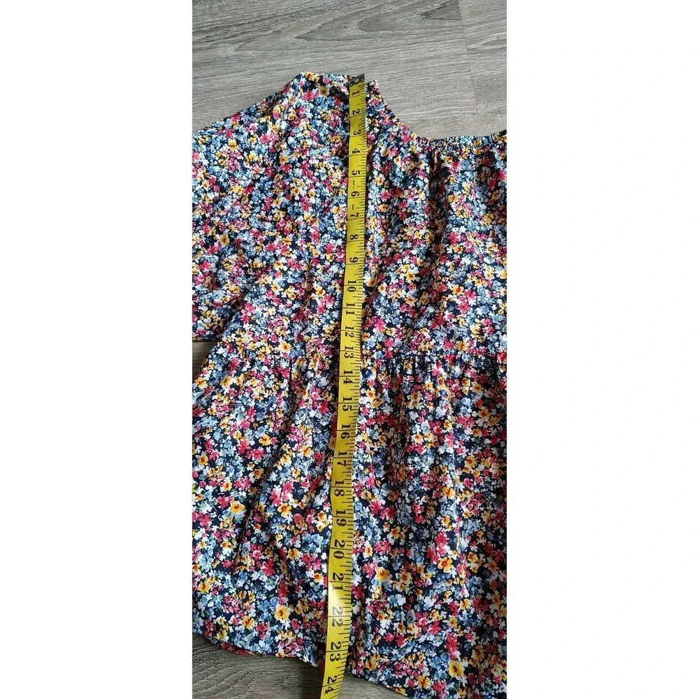 Floral Babydoll Blouse Women's XL Oversized Fit Puff Sleeves Cotton Gap/Old Navy